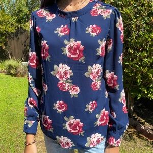 FOREVER 21 navy floral blouse
